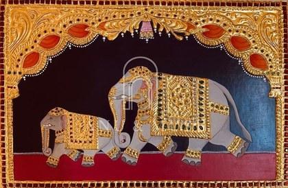 Generations depicted in 22K gold leaf over chalk relief and acrylic